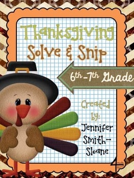 Thanksgiving Word Problems- Solve and Snip- Common Core & TEKS