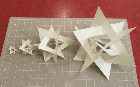 How to make an orderly tangle of triangles – great for a geometry class!