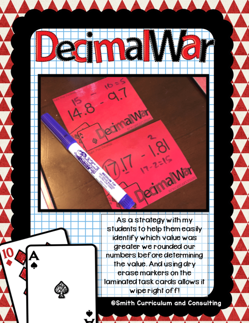Decimal War is an Interactive Learning Game where students evaluate expressions involving decimals for all operations.