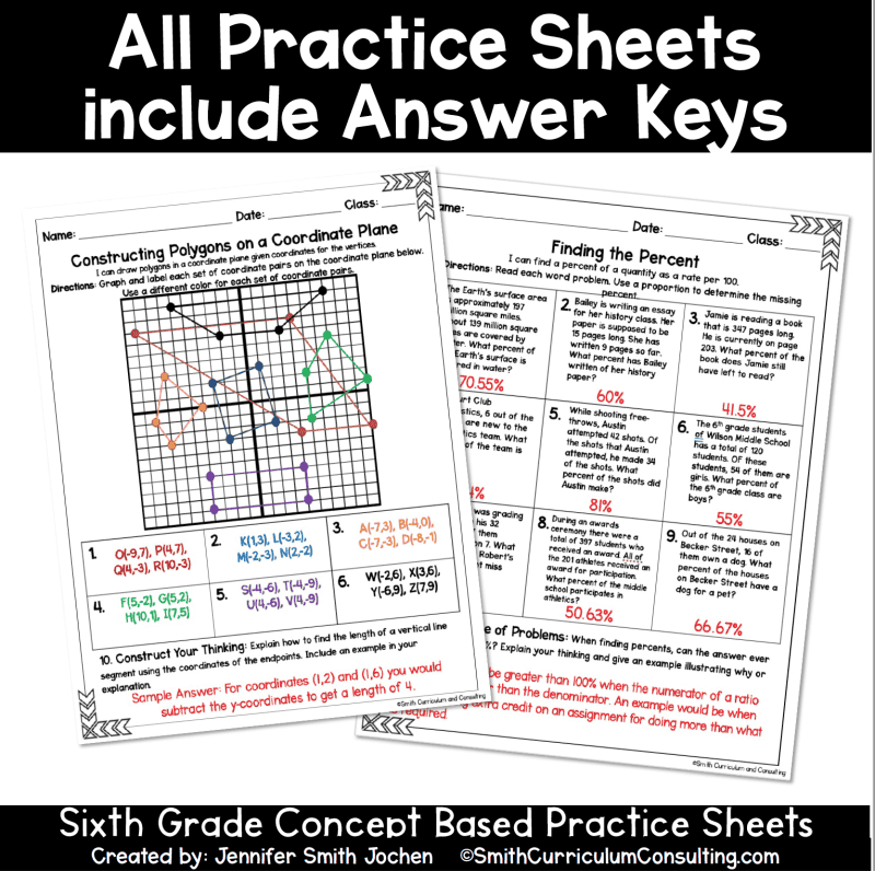 6th Grade Math Homework Sheets – One Concept Per Page with Reflection & Editable Template - Image 4
