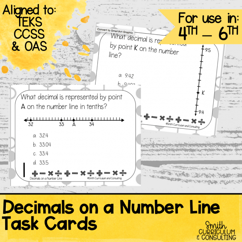 Decimals on a Number Line Task Cards