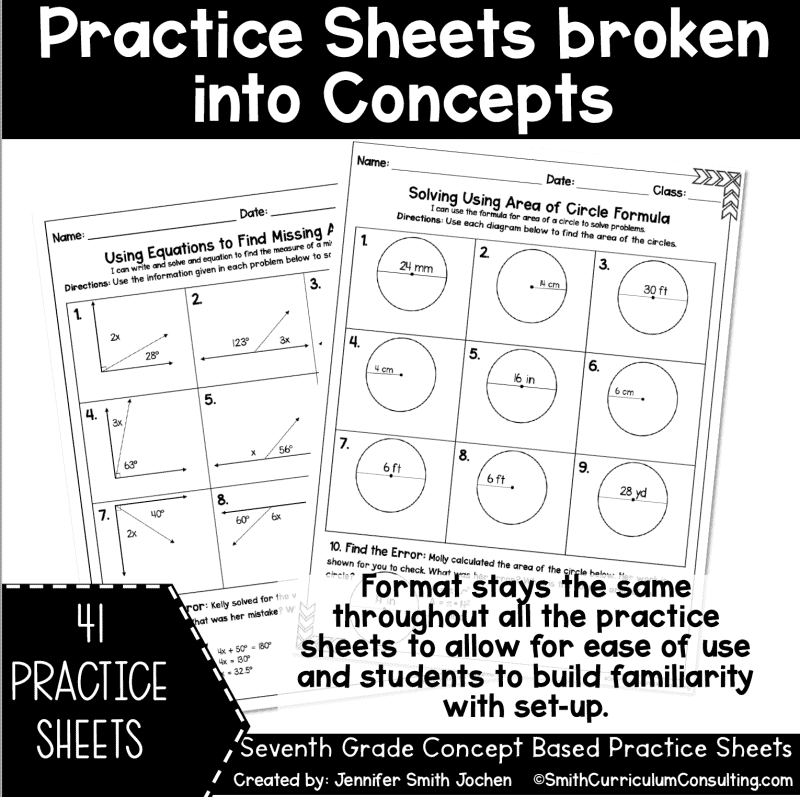 7th Grade Math Homework Sheets for Full Year EDITABLE Template Practice Sheets - Image 3