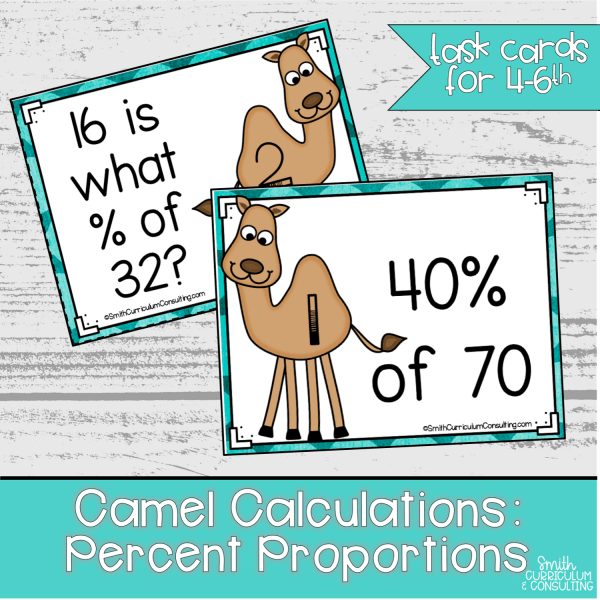 Camel Calculations Percent Proportions Task Cards