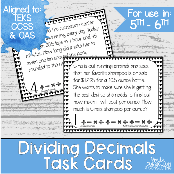 Dividing Decimals Task Cards