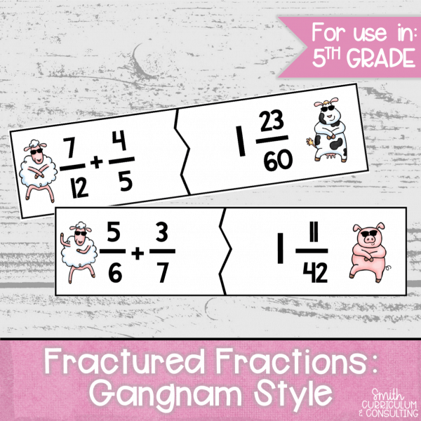 Fractured Fractions Gangnam Style Puzzle Cards