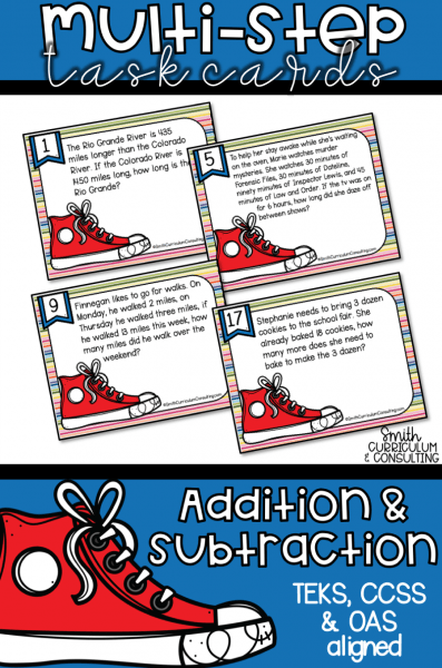 Multi Step Addition and Subtraction Task Cards