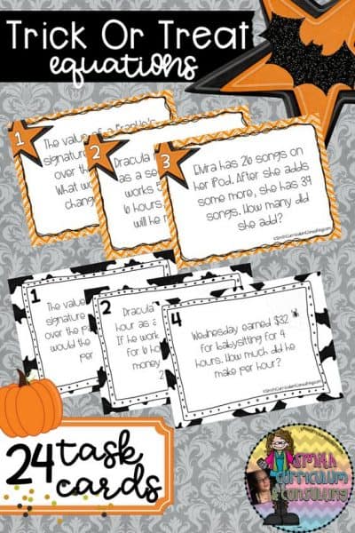 Halloween Equations Task Cards