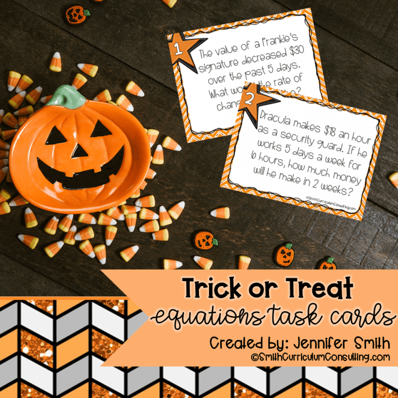 Halloween Equations Task Cards