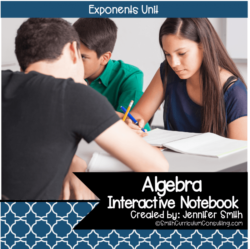 Algebra Exponents Interactive Notebook Unit