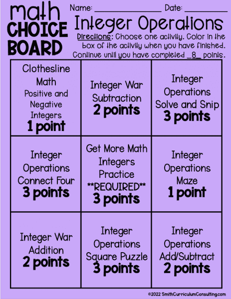 Differentiated Choice Boards
