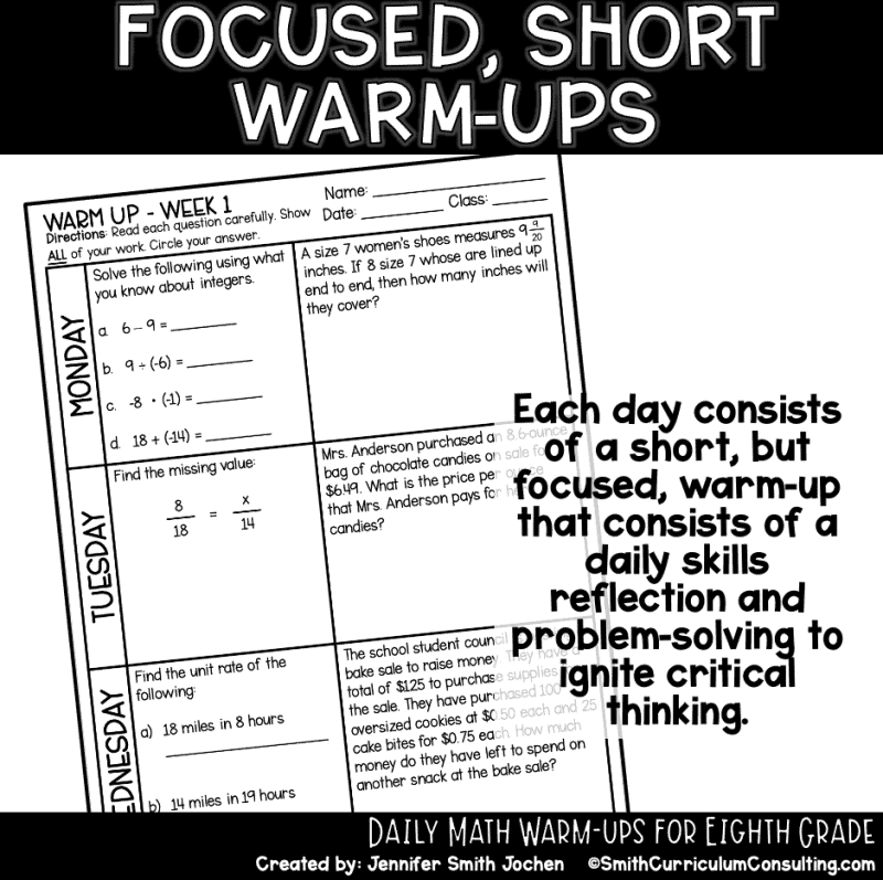 8th Grade Math Warm Ups - Full Year Bundle - Daily Bell Ringers Bellwork - Image 2