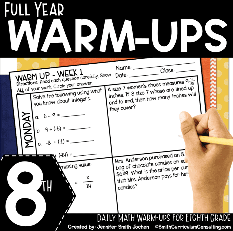 8th Grade Math Warm Ups - Full Year Bundle - Daily Bell Ringers Bellwork