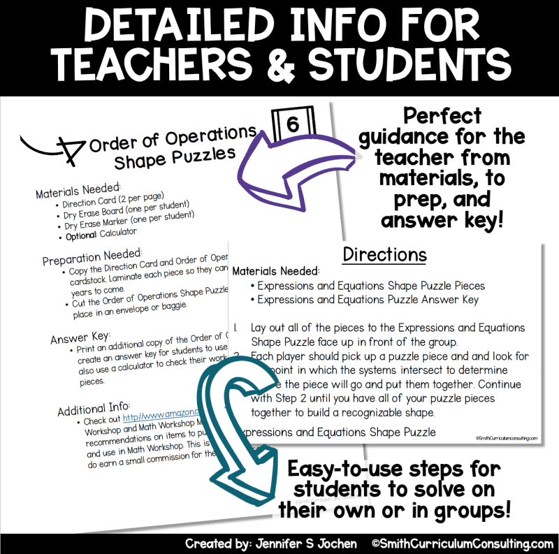 Middle School & Algebra Shape Puzzles Bundle – Self-Checking Math Practice for Grades 6–8 - Image 3